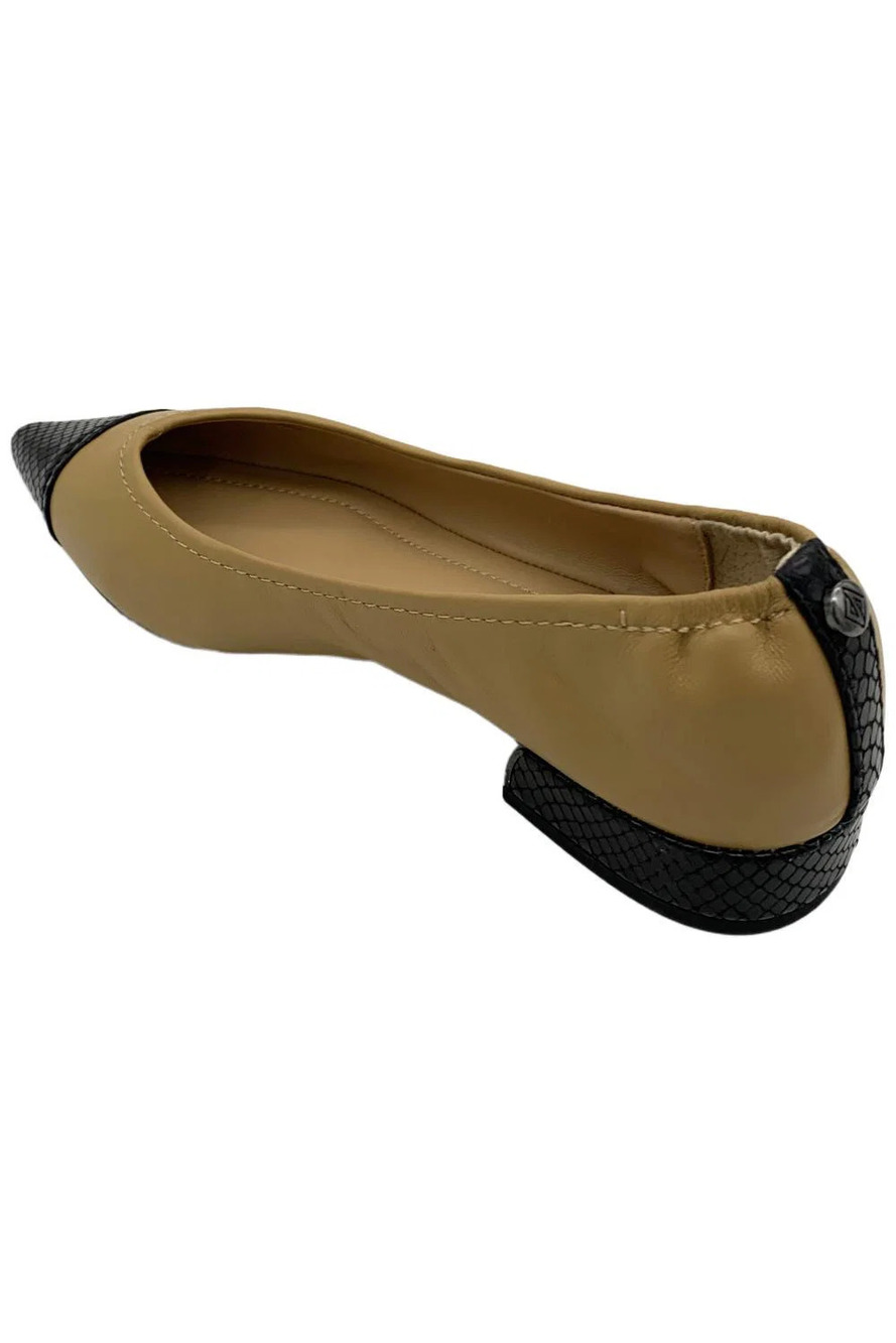 Donald Pliner Women's Ladonna Ballerina Heel Black/Camel - Medium - Picture 3 of 3